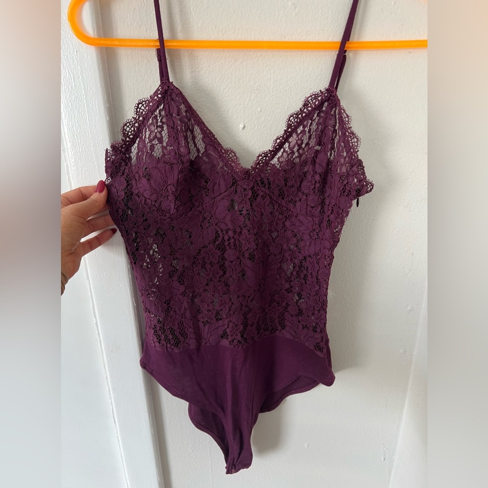 maroon/dark purple bodysuit